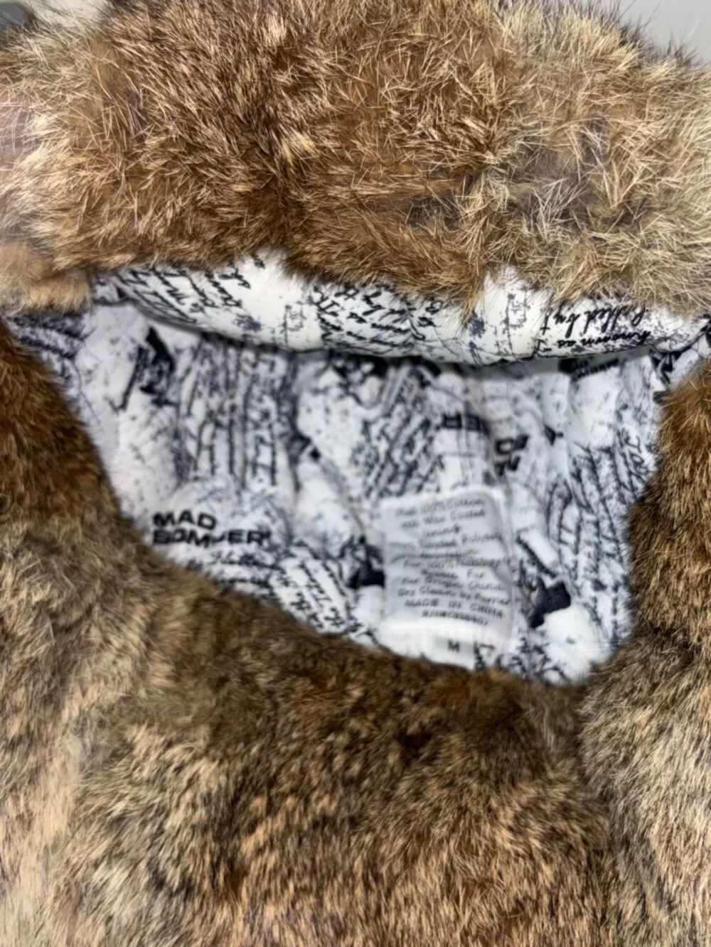 Mad Bomber Hat Trapper Waxed Cotton Mens M Khaki Tan Rabbit Fur Ear Flap Aviator